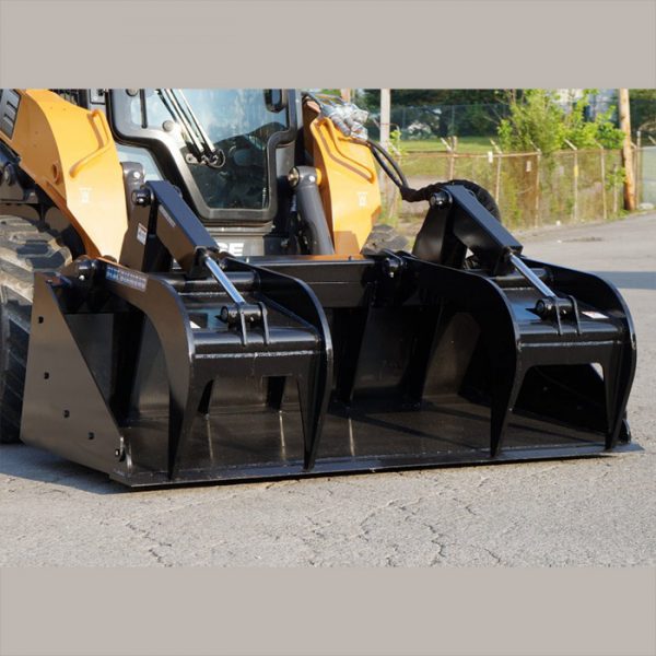 Grapple bucket attachment for skid steers